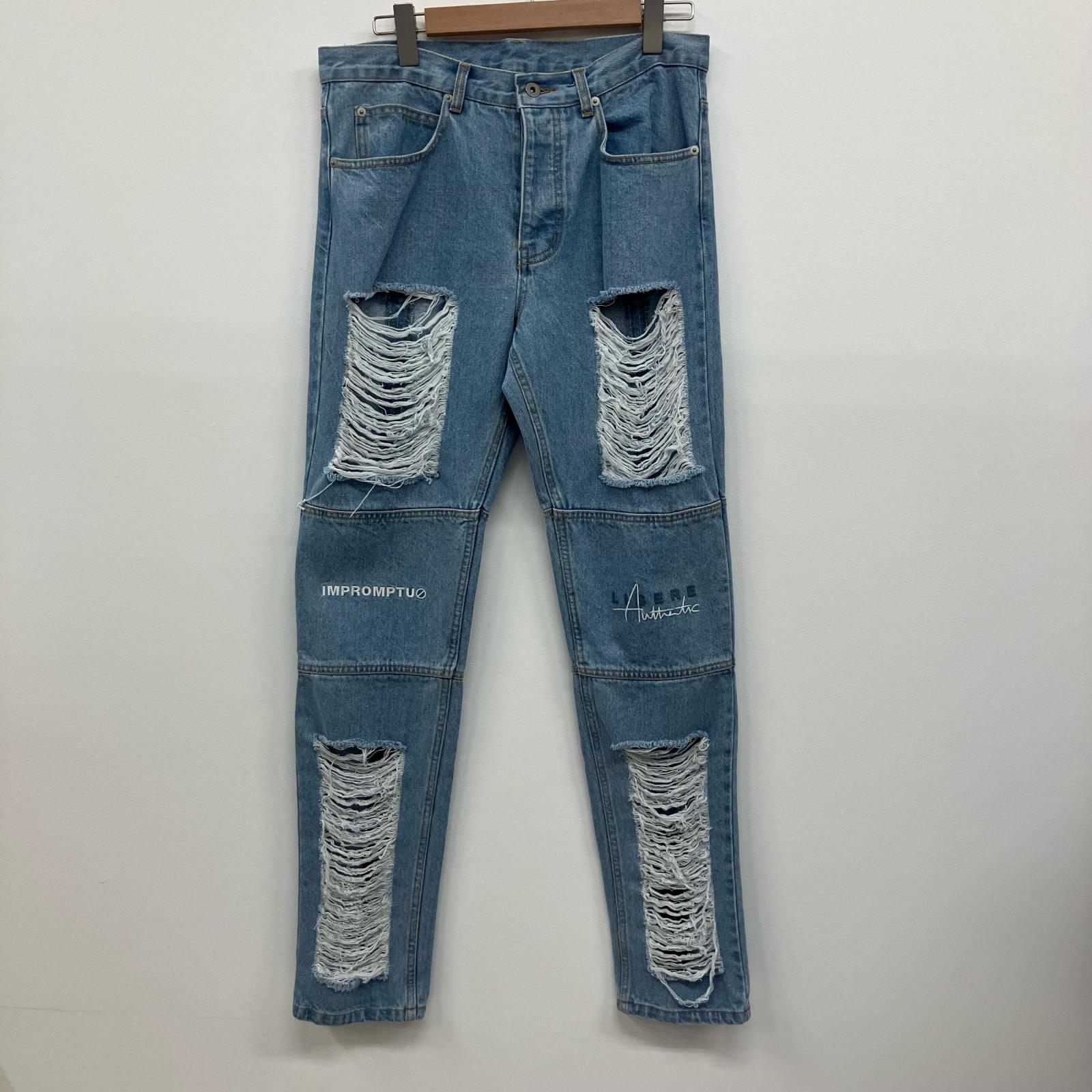 【中古】 ダメージ加工デニムパンツ LIBERE デニムパンツ ライトブルー サイズ:M【イオン広店】