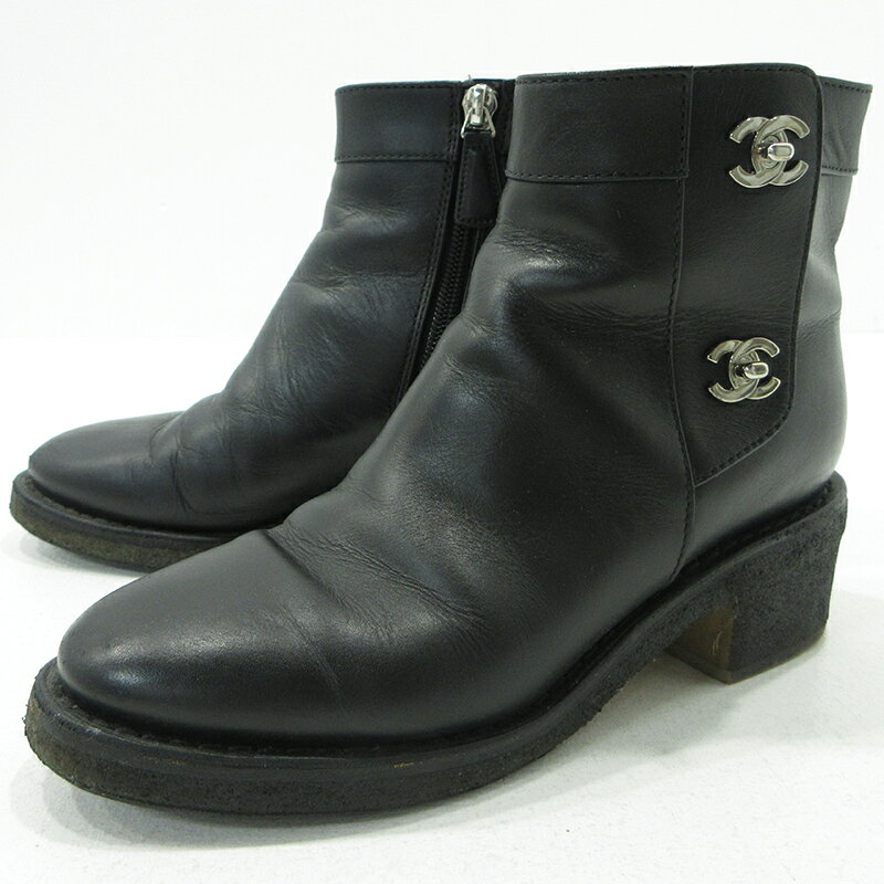 【中古】CHANEL | シャネル ターンロックココマーク ※アウトソール貼り付けあり ショートブーツ G31204 サイズ：36(約23.0cm)【三重本店】