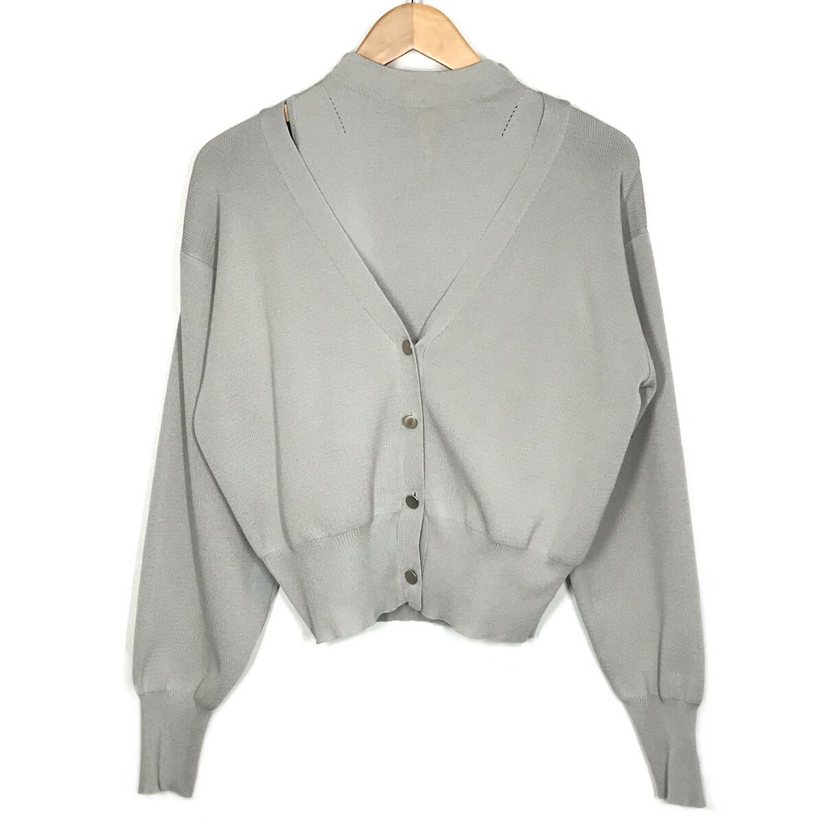 【中古】 GALLEST|ギャレスト アンサンブル カットアウトツインカーディガン セットアップ 523-38404 グレー サイズ:38【倉吉店】