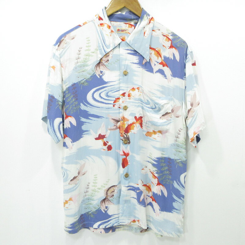 【中古】SUN SURF | サンサーフ 金魚 アロハシャツ ハワイアンシャツ 総柄半袖シャツ ブルー マルチカラー サイズ：M【三重本店】