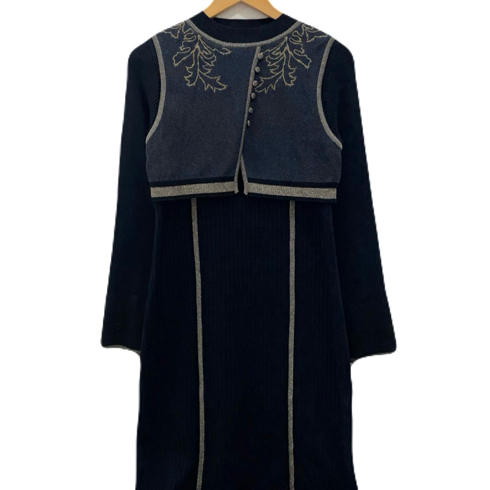 【中古】PUBLIC TOKYO | パブリックトーキョー リブ長袖ワンピース 162510007 ブラック サイズ：FreeSize【尾張小牧店】