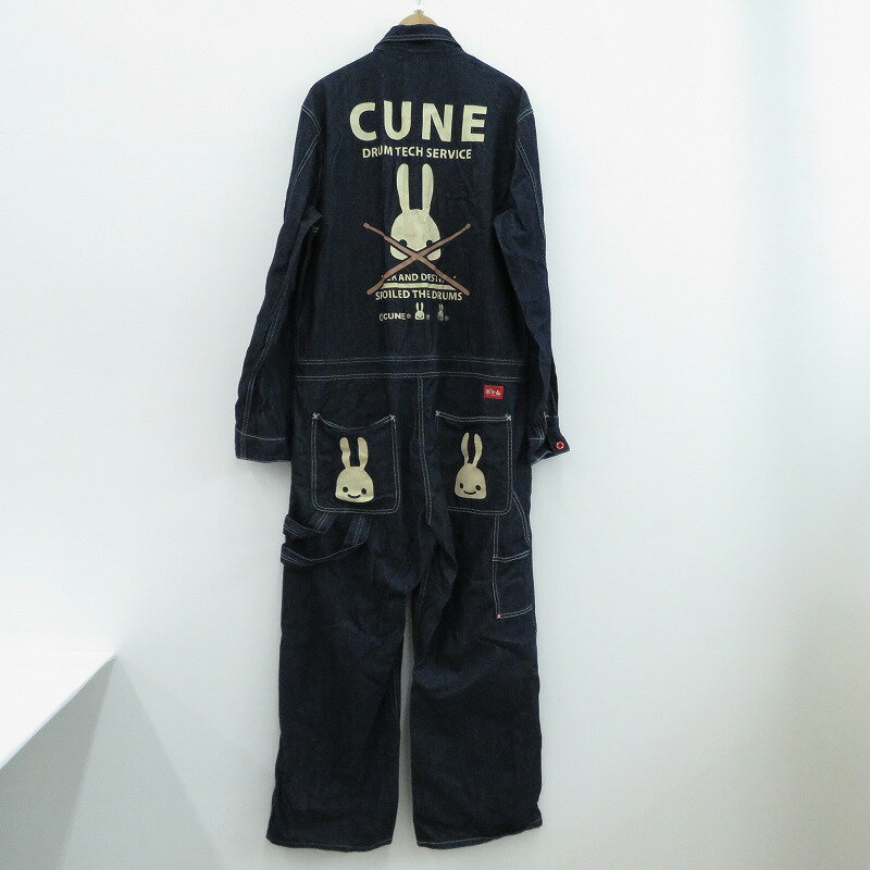 【中古】CUNE | キューン バックプリント付き オーバーオール KS08FN65 ブルー サイズ：L【瀬戸大橋店】