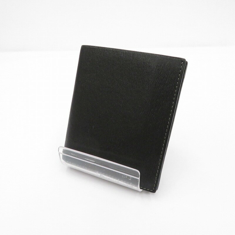 【中古】わとか KIMONO/KARASUBAレザー 二つ折り財布 ブラック【瀬戸大橋店】