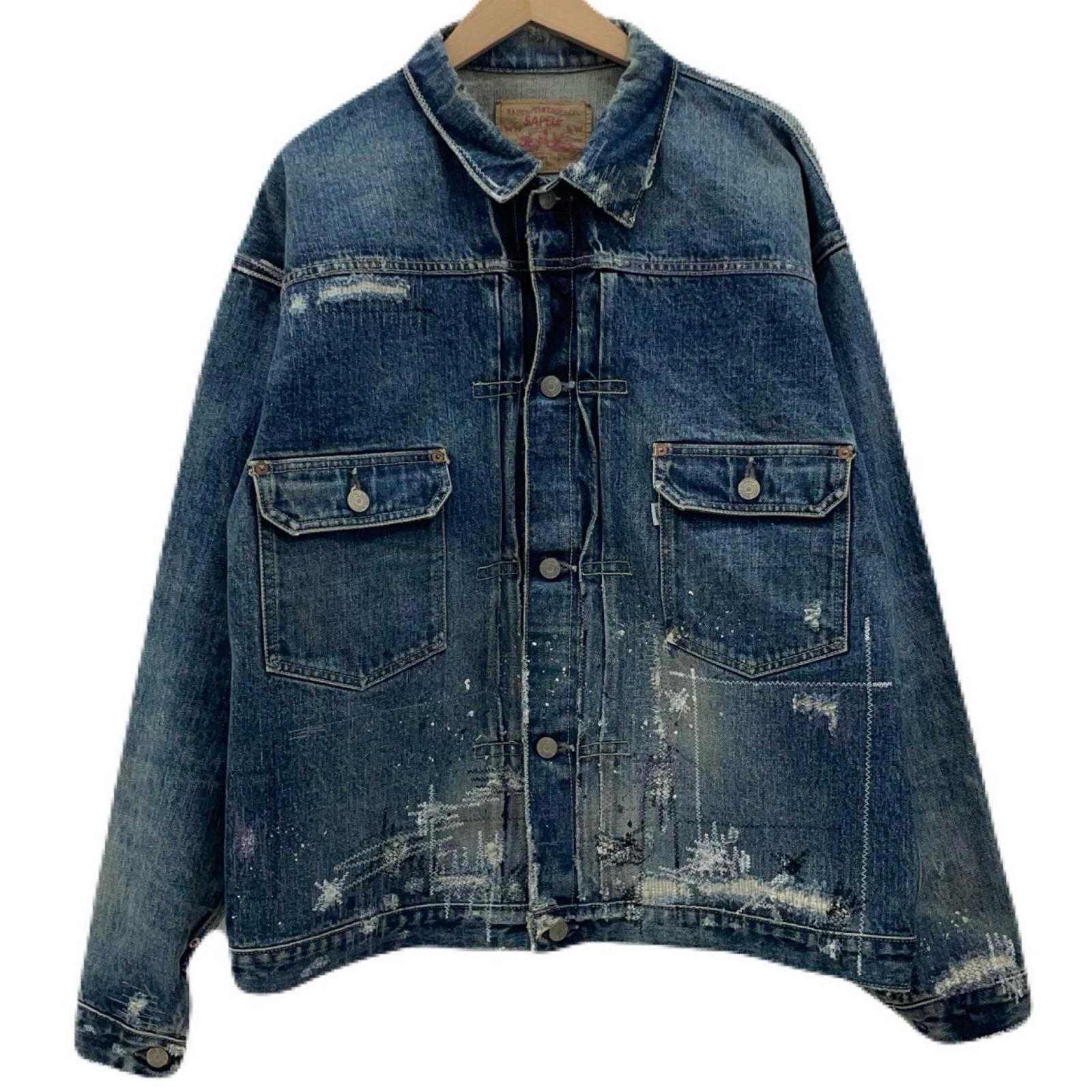 【中古】SAPEur | サプール REBOOT'DENIM JACKET ダメージ加工　デニムジャケット A0024-343 ブルー サイズ：L【尾張小牧店】