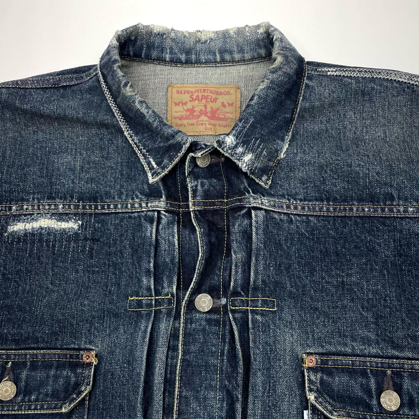 【中古】SAPEur | サプール REBOOT'DENIM JACKET ダメージ加工　デニムジャケット A0024-343 ブルー サイズ：L【尾張小牧店】