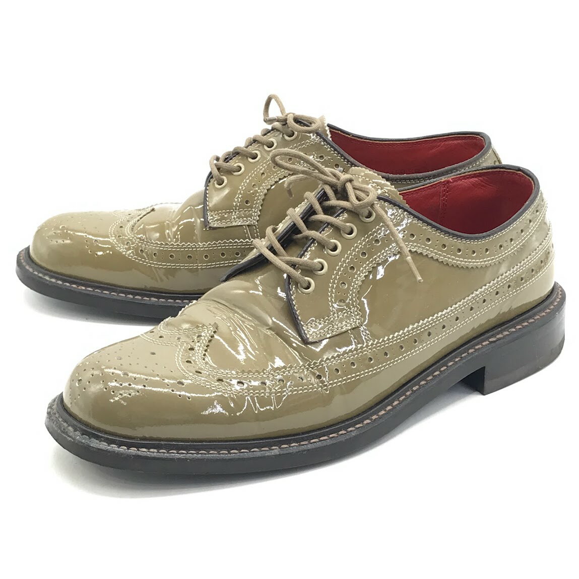 【中古】REGAL | リーガル パテント ウイングチップ ビジネスシューズ ドレスシューズ カーキ 24.5cm【..