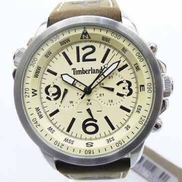 【中古】Timberland ティンバーランド 13910JS-07　腕時計 アナログ　クォーツ　革ベルト　サイズ：- カラー：ホワイト（文字盤）ブラウン（ベルト）【f130】