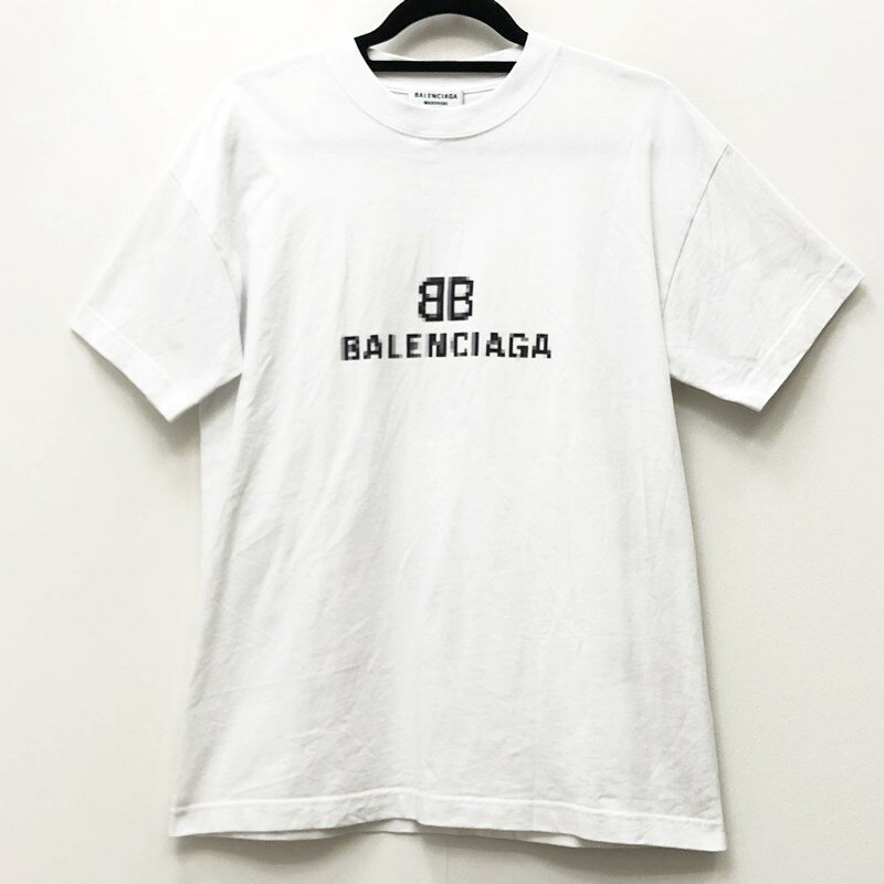 ★5/20(月)15:00迄【10%OFF】期間限定SALE★【中古】BALENCIAGA バレンシアガ Tシャツ半袖 サイズ：XS カラー：ホワイト 21年 612965 TKVI7国内正規品 BB Pixel Medium Fit Tee【f108】