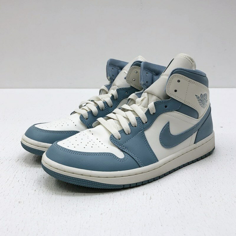 【中古】NIKE ナイキ BQ6472-141 WMNS Air Jordan 1 Mid University Blue ウィメンズ エアジョーダン1 ミッド ユニバーシティブルー スニーカー サイズ：26.5cm カラー：ライトブルー 【f126】