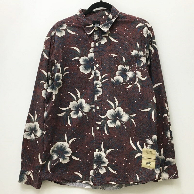 【中古】STUSSY ステューシー シャツ長袖 サイズ：L カラー：柄：総柄 LS ALOHA / ストリート【f103】