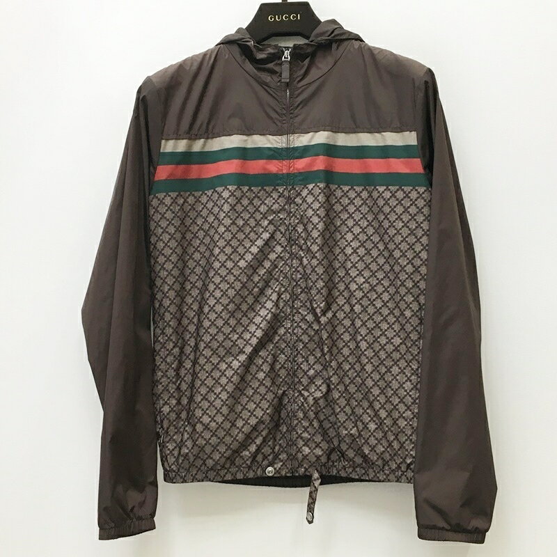 【中古】GUCCI グッチ ナイロンジャケット サイズ：44 カラー：ブラウン 263432 Z4112 Diamond Patterned Windbreaker Jacket【f108】