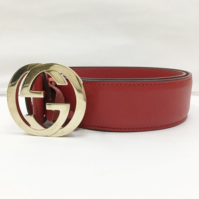 ★5/20(月)15:00迄【10%OFF】期間限定SALE★【中古】GUCCI グッチ ベルト サイズ：- カラー：レッド 546386 インターロッキングG【f135】