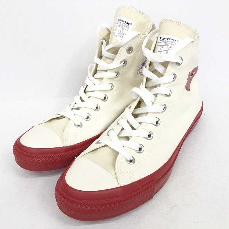 【中古】CONVERSE コンバース ハイカットスニーカー サイズ：27cm カラー：ホワイト 1SD020　Hight Top UNISEX / PRISTINE& RED【f126】