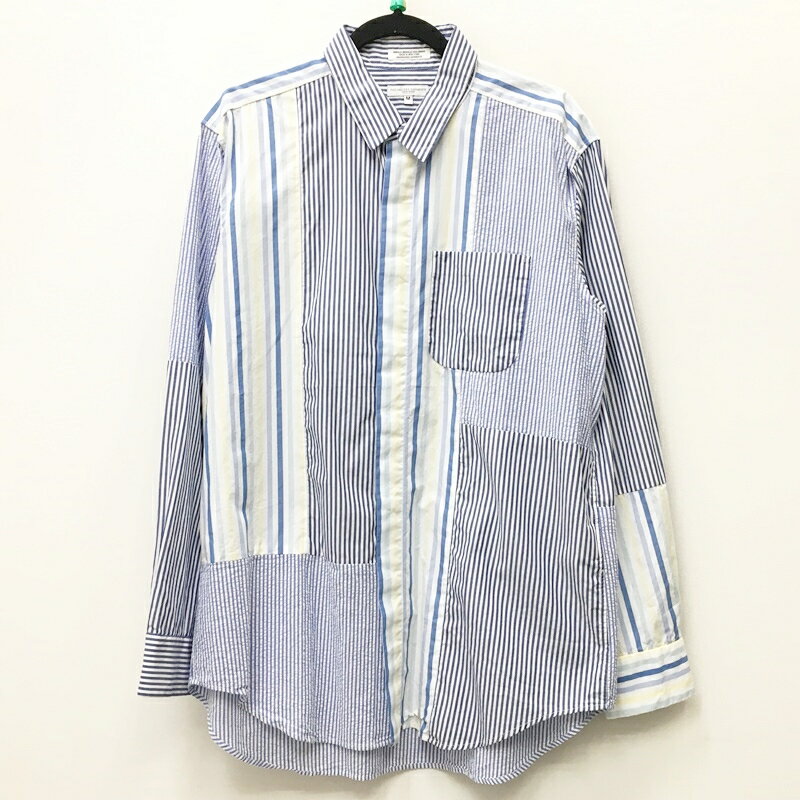 【中古】Engineered Garments エンジニアードガーメンツ シャツ長袖 サイズ：M カラー：柄：ストライプ EG813Pima Cotton Wide Stripe Combo Short Collar Shirt / セレクト【f099】