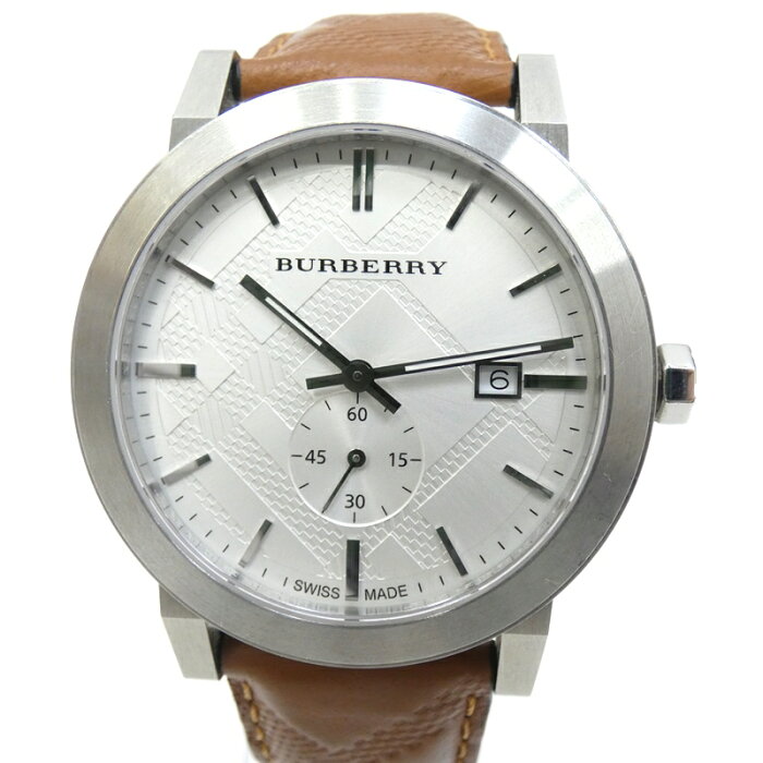 【中古】BURBERRY バーバリー BU9904/THE CITY　アナデジクオーツ　革ベルト　時計 サイズ：- カラー：ホワイト(文字盤)×ブラウン(ベルト)【f131】