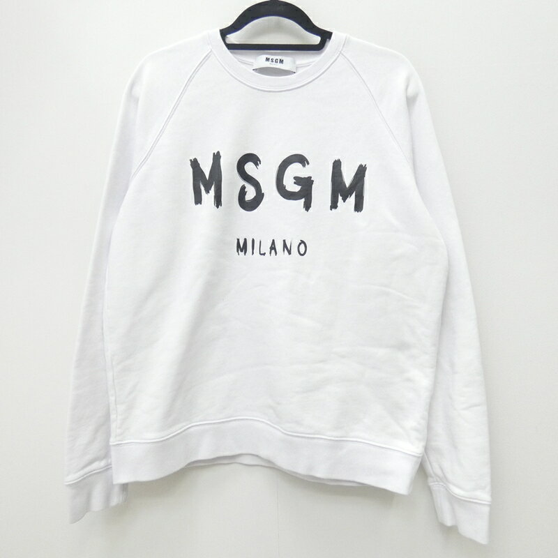 【中古】MSGM エムエスジーエム 'REGULAR SWEATSHIRT WITH BRUSHSTROKE MSGM スウェット サイズ：L カラー：ホワイト 2440MM104【f108】