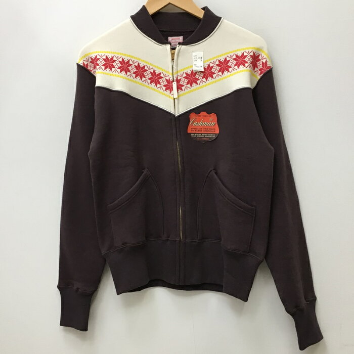 【中古】Cushman クッシュマン スウェット サイズ：M カラー：ブラウン 26104 model:Snow Print Full zip sweat / アメカジ【f101】