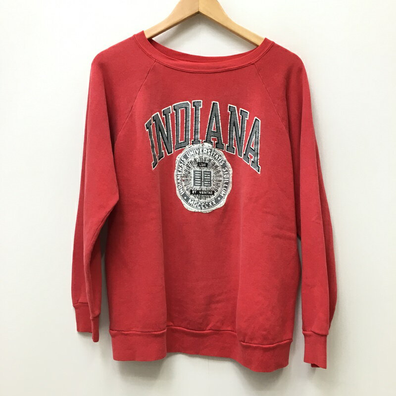 【中古】CHAMPION チャンピオン スウェット サイズ：XL カラー：レッド 80s プリントトリコタグ model:INDIANA:ラグラン / アメカジ【f101】