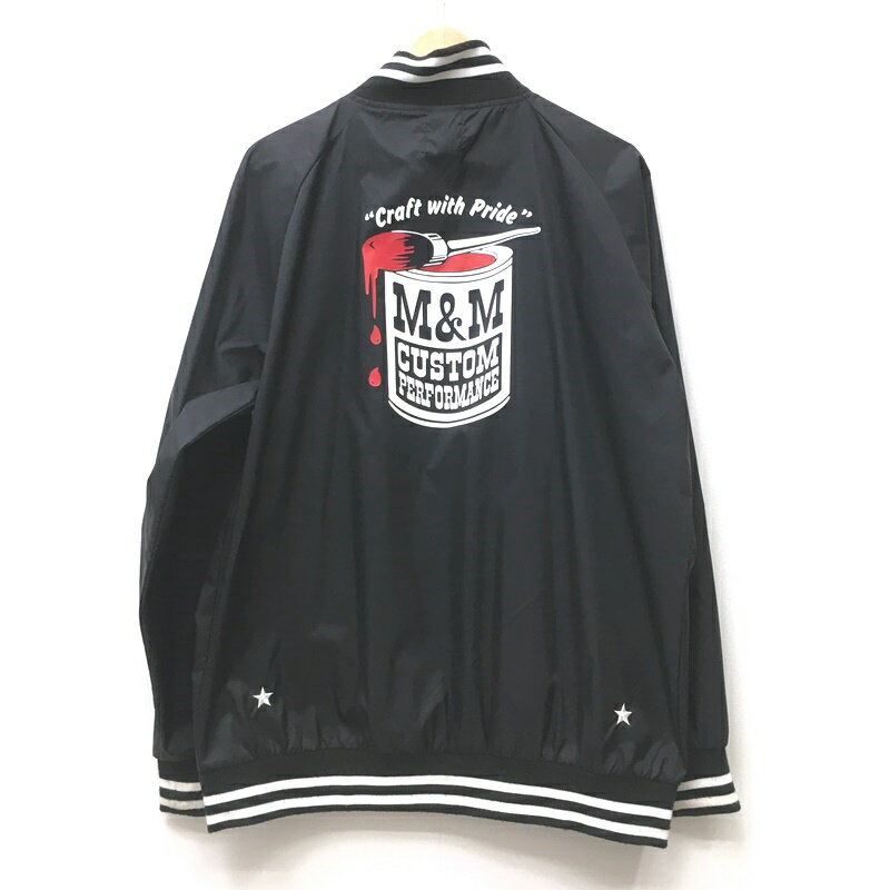 【中古】M&M CUSTOM PERFORMANCE エムアンドエムカスタムパフォーマンス NYLON STADIUM JACKET スタジャン サイズ：XL カラー：ブラック 【f096】