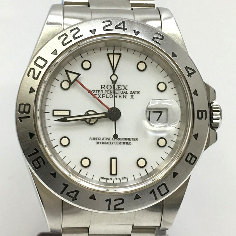 【中古】【返品・交換不可】【代引き決済不可】ROLEX ロレックス 時計 Ref.16570(S番93年)エクスプローラー2 白 トリチウム シングルバックル アナログ 自動巻き カラー：ホワイト×シルバー 【f132】