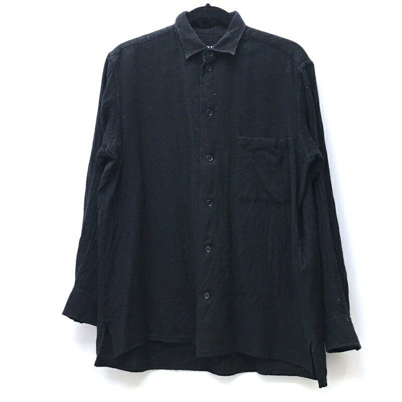 【中古】Yohji Yamamoto ヨウジヤマモト ネルシャツ／ウールシャツ サイズ：2 カラー：ブラック HY-B39-145 ウールシャツ【f108】