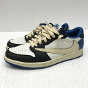 【中古】NIKE ナイキ Travis Scottトラヴィススコット FRAGMENT フラグメント※青紐欠品です※　DM7866-140 AIR JORDAN 1 LOW OG SP military blue エアジョーダン1 ロー OG SP ミリタリーブルー スニーカー サイズ：25.5cm カラー：ブルー 【f126】