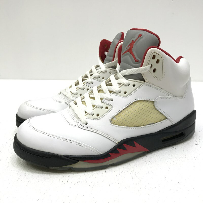 【中古】【観賞用】【返品交換不可】NIKE ナイキ 136027-100 Air Jordan 5 Retro Fire Red エアジョーダン5 レトロ ファイアレッド スニーカー サイズ：29cm カラー：ホワイト 2012年製 【f126】