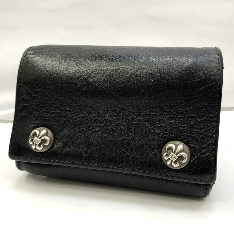 【中古】CHROME HEARTS クロムハーツ 三つ折り財布 サイズ：- カラー：ブラック 3FOLD BLK:3フォルドコンパクトウォレット【f134】