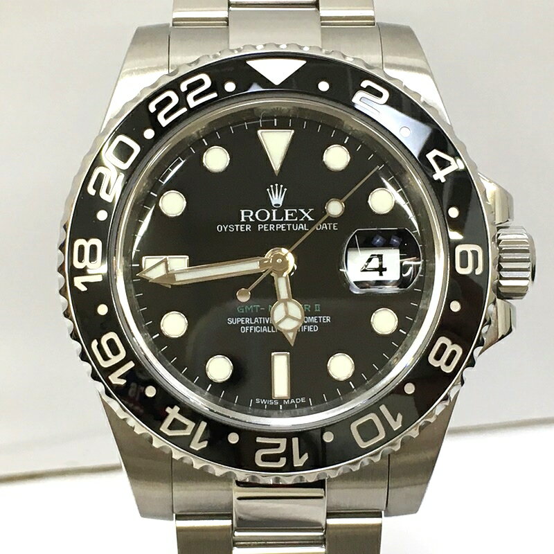 【中古】【返品交換・代引決済不可】ROLEX ロレックス 時計 自動巻き アナログ V番 カラー：ブラック GMTマスター2 日差+5前後【f132】