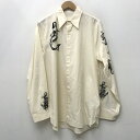 【中古】PRADA プラダ シャツ長袖 サイズ：M カラー：イエロー 22SS SC568 S221 10HS国内正規品 タトゥープリント【f108】