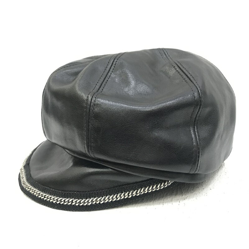 【中古】JACQUES LE CORRE ジャック・ル・コー キャスケット サイズ：- カラー：ブラック レザーキャスケット【f118】