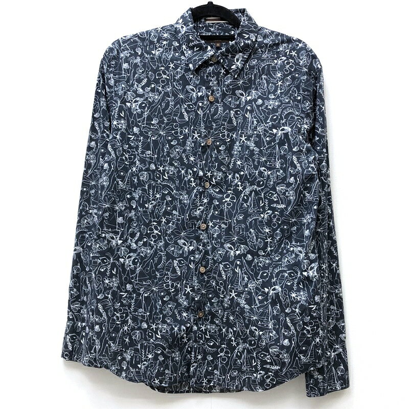 【中古】Paul Smith ポールスミス シャツ長袖 サイズ：M カラー：ブラック 134390 n88782023S/S エッチングインザサンプリント l/s shirts / インポート【f102】