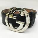 【中古】GUCCI グッチ ベルト サイズ：85・34 カラー：ブラック 411924　214351 インターロッキングG【f135】