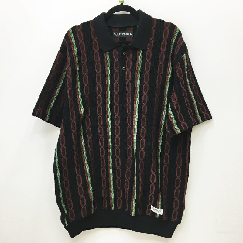 【中古】WACKOMARIA ワコマリア ポロシャツ半袖 サイズ：L カラー：柄：総柄 24SS 24SS-WMK-KN20 KNIT POLO SHIRT (TYPE-2)【f104】