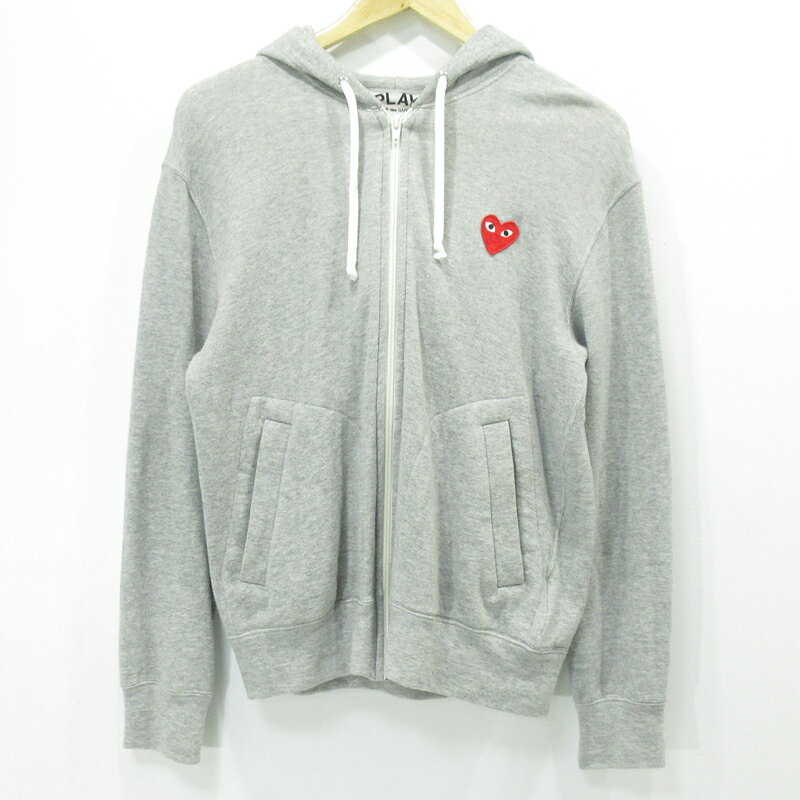 【中古】PLAY COMME des GARCONS｜プレイコムデギャルソン ジップパーカー PLAY ZIP SWEAT RED HEART グレー サイズ：S【f108】