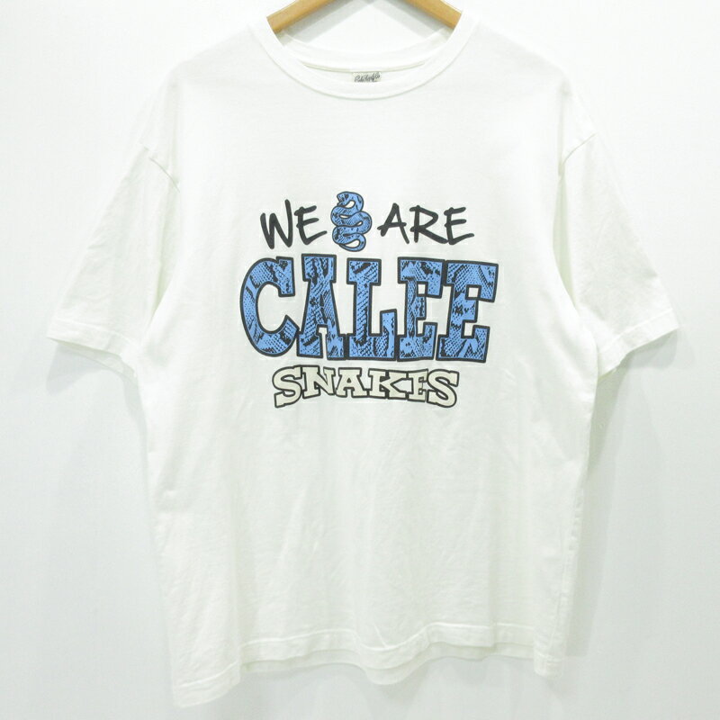 CALEE｜キャリー ドロップショルダープリント半袖Tシャツ ホワイト サイズ：M