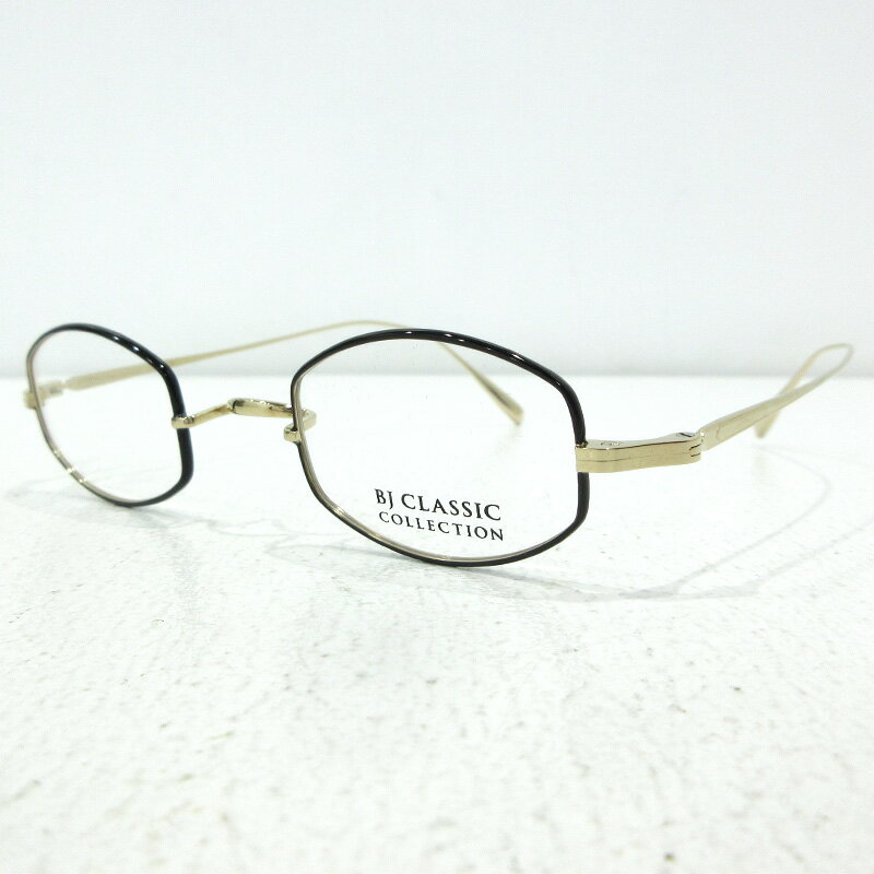 【中古】BJ classic collection|ビージェイクラシックコレクション 伊達メガネ(デモレンズ) PREM-130S NT ブラック×ゴールド サイズ:42□24-152【f116】