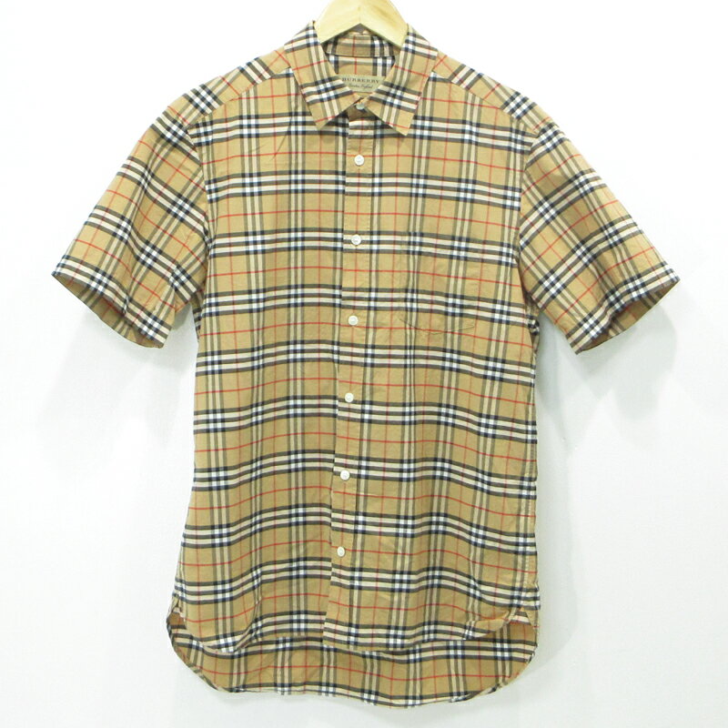 【中古】BURBERRY LONDON ENGLAND｜バーバリー ロンドン イングランド 総柄半袖シャツ ノバチェック柄 ベージュ サイズ：M【f102】