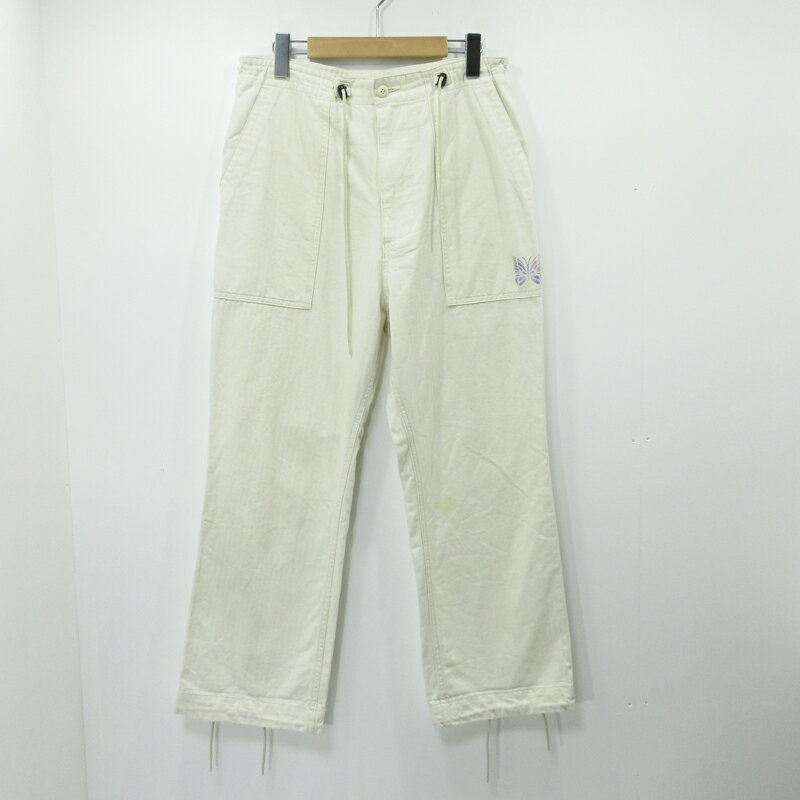 【中古】NEEDLES｜ニードルズ パンツ ボトムス STRING FATIGUE PANT バタフライプリント ホワイト サイズ：XS【f107】