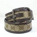 【中古】GUCCI｜グッチ GGキャンバス ベルト 449716 ベージュ×ブラウン サイズ：90/36【f135】