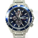 【中古】CITIZEN｜シチズン PROMASTER CA0710-91L MARINE クロノグラフ 多針アナログ ソーラー 腕時計 ブルー×シルバー【f131】