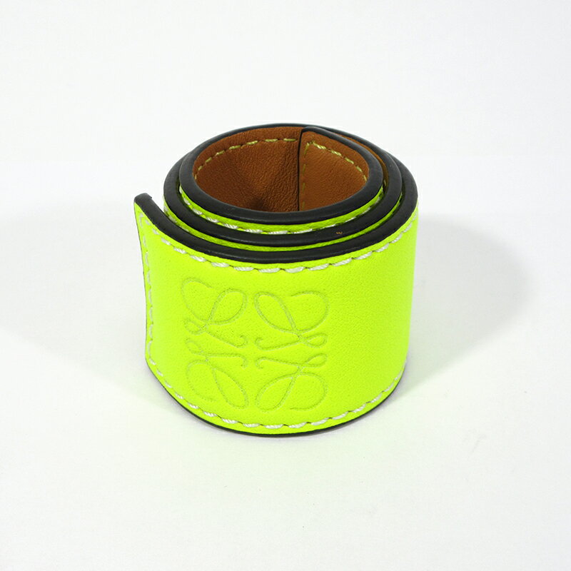 【中古】LOEWE｜ロエベ スラップ ブレスレット / 巻きレザーブレスレット イエロー系【f135】のサムネイル