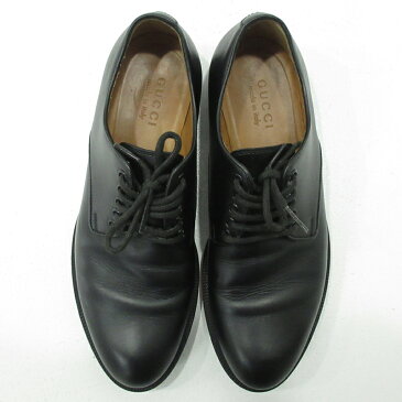 【中古】GUCCI|グッチ プレーントゥレースアップレザーシューズ 革靴 ブラック サイズ:6・1/2【f135】