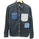 【中古】MOMOTARO JEANS｜モモタロウジーンズ マルチポケット 8oz 特濃 インディゴ デニム シャツ ネイビー サイズ：36【f101】