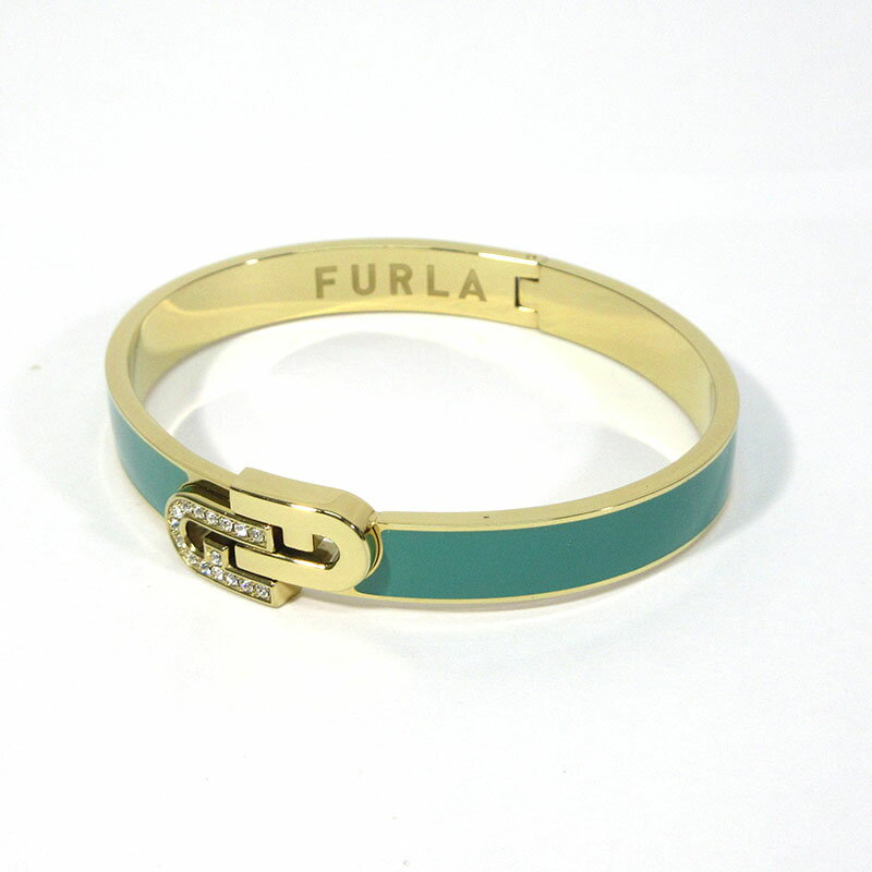 【中古】FURLA｜フルラ FJ0122BTL FURLA ARCH BANGLE / ブレスレット グリーン系×ゴールド【f135】