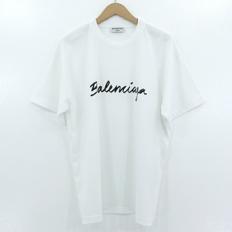 【中古】BALENCIAGA｜バレンシアガ Medium Cotton T-Shirt 半袖Tシャツ ロゴ ダメージ加工 ホワイト サイズ：L【f108】