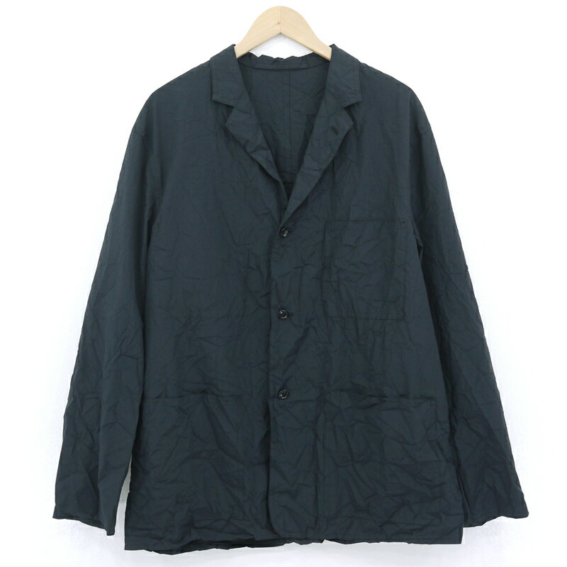 【中古】Graphpaper｜グラフペーパー WRINKLED FRENCH WORK JACKET　リンクルドフレンチワークジャケット　シワ加工　GM211-20087 ブラック サイズ：2【f096】