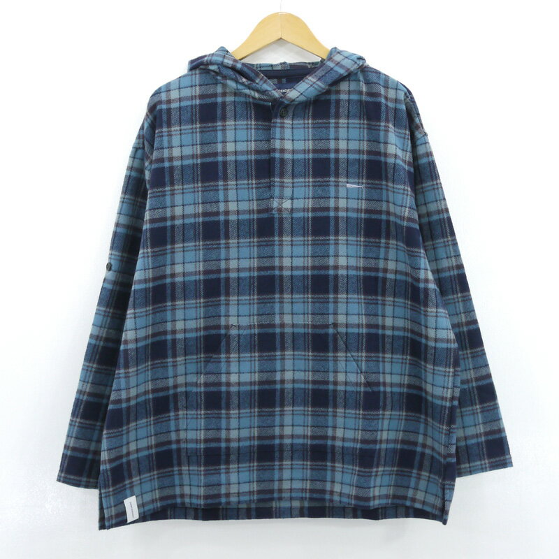 【中古】DESCENDANT｜ディセンダント BAJA LS SHIRT　チェック柄 フランネル フーデッドプルオーバーシャツ ブルーなど サイズ：4【f103】