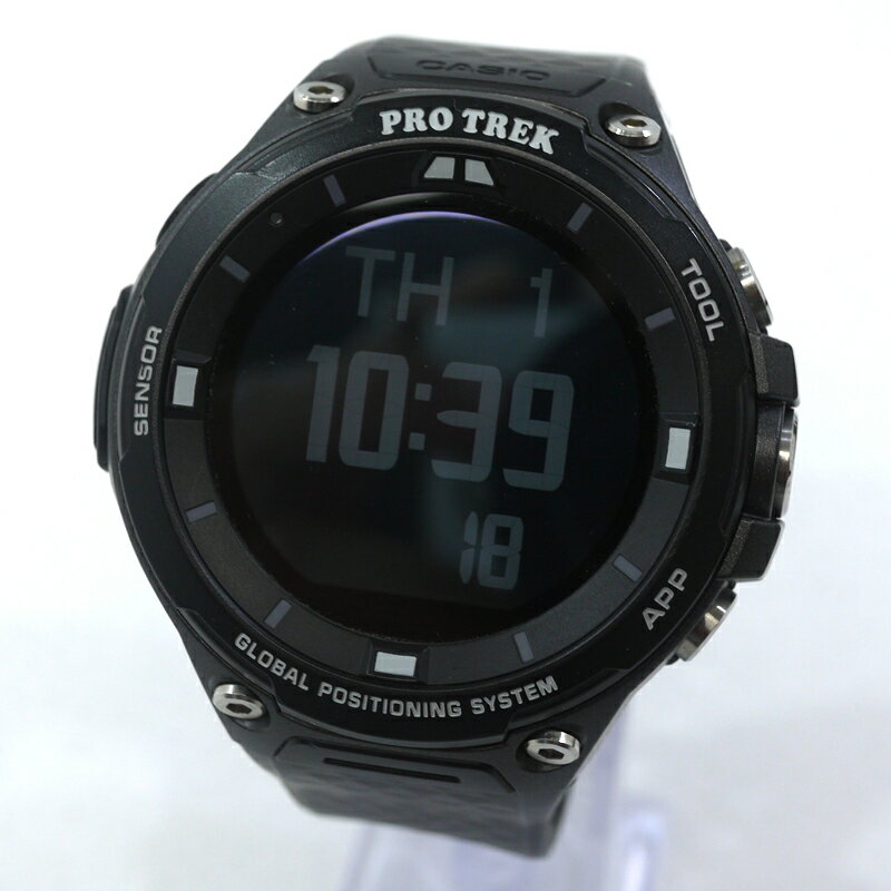 【中古】CASIO｜カシオ PRO TREK Smart プロトレックスマート スマートウォッチ 腕時計 デジタル充電式 WSD-F20-BK 文字盤：ブラック ベルト：シルバー【f131】