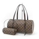 【中古】LOUIS VUITTON｜ルイ・ヴィトン N51303/MB1089 ダミエ パピヨンGM ハンドバッグ ブラウン【f122】